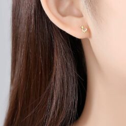 14K Solid Gold Cute Cat Earrings for Girls 6