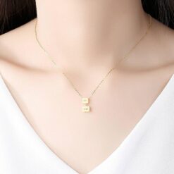 14K Solid Gold Double Square Love Necklace 2