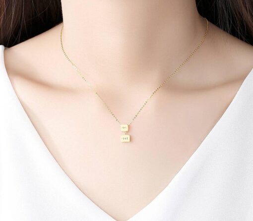 14K Solid Gold Double Square Love Necklace 2