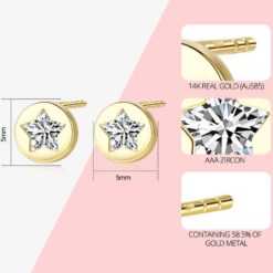 14K Solid Gold Earrings Star Shape Stud Earrings Wholesale 1