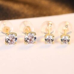 14K Solid Gold Earrings with Cubic Zircon Jewelry 3