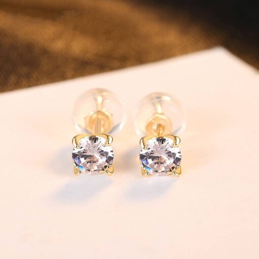 14K Solid Gold Earrings with Cubic Zircon Jewelry 4