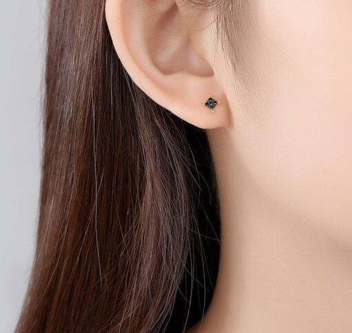 14K Solid Gold Filled Earrings with Black CZ 2