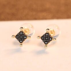 14K Solid Gold Filled Earrings with Black CZ 3