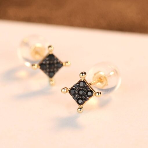 14K Solid Gold Filled Earrings with Black CZ 4