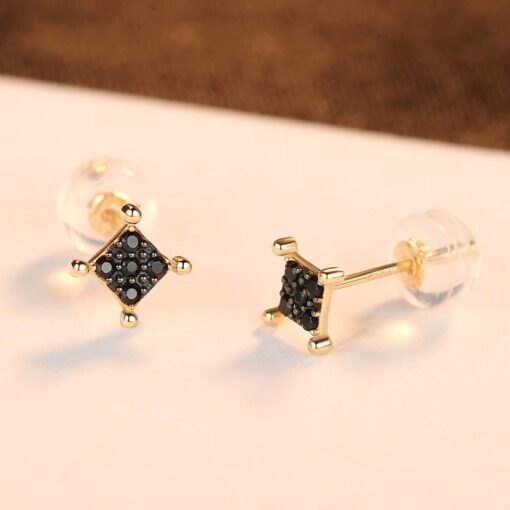 14K Solid Gold Filled Earrings with Black CZ 5
