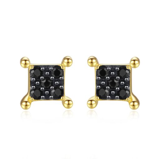 14K Solid Gold Filled Earrings with Black CZ