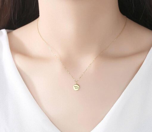 14K Solid Gold Good Luck Blessing Necklace for Friend 2