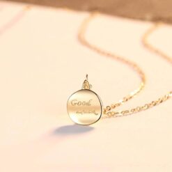 14K Solid Gold Good Luck Blessing Necklace for Friend 3