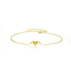 14K Solid Gold Heart Chain Bracelet