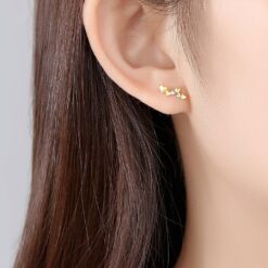 14K Solid Gold Hearts Earrings Korean Style Gold Jewelry Wholesale 12