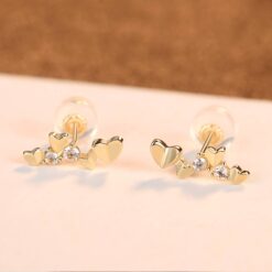 14K Solid Gold Hearts Earrings Korean Style Gold Jewelry Wholesale 13
