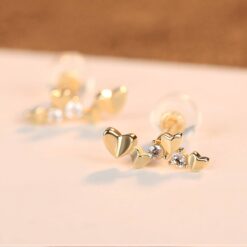 14K Solid Gold Hearts Earrings Korean Style Gold Jewelry Wholesale 14