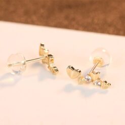 14K Solid Gold Hearts Earrings Korean Style Gold Jewelry Wholesale 15