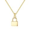 14K Solid Gold Necklace Simple Lock Shape Design