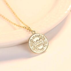 14K Solid Gold Necklace with Elizabeth II Photo Design 3