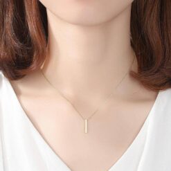 14K Solid Gold Necklace with Simple Design Bar 2