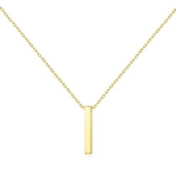 14K Solid Gold Necklace with Simple Design Bar