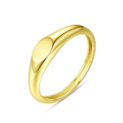 14K Solid Gold Oval Ring with Cubic Zirconia