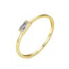 14K Solid Gold Ring with Rectangular Zircon Design for Wedding