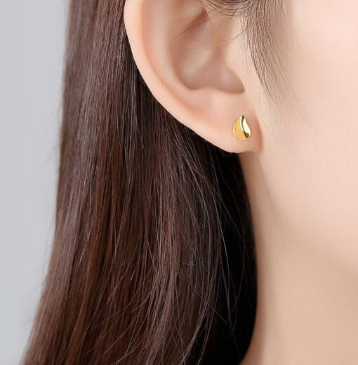 14K Solid Gold Water Drop Stud Earrings for Girls 2