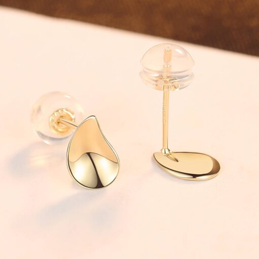 14K Solid Gold Water Drop Stud Earrings for Girls 3