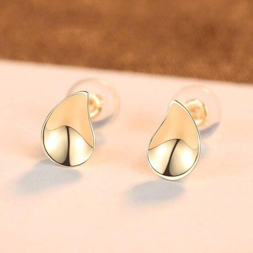14K Solid Gold Water Drop Stud Earrings for Girls