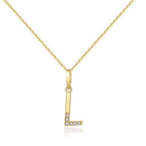 14K Solid Yellow Gold Custom Letter Necklace From 26 Zircon Letter