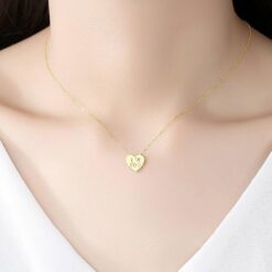 14K Solid Yellow Gold Heart Love Necklace for Women Factory Wholesale 2