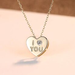 14K Solid Yellow Gold Heart Love Necklace for Women Factory Wholesale 4