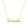 14K Yellow Gold Bar Luxury Necklace with Cubic Zirconia Gemstone