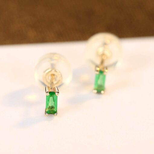 14k Emerald Green Gemstone Earrings 4