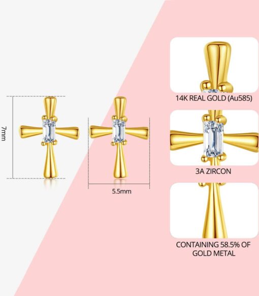 14k Gold Cross Earrings Wholesale For Woman 1