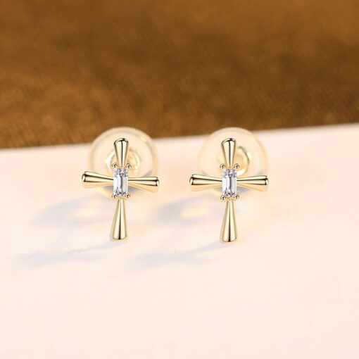 14k Gold Cross Earrings Wholesale For Woman 2
