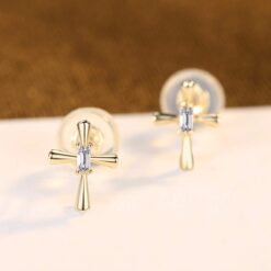 14k Gold Cross Earrings Wholesale For Woman 3