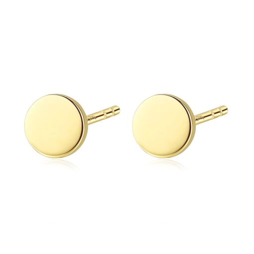 14k gold circle shape simple stud earrings gift for women