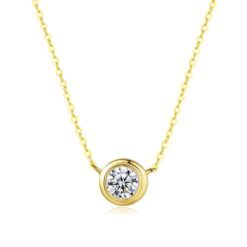 14k gold pendant chain necklace with single 1 carat cubic zirconia 5