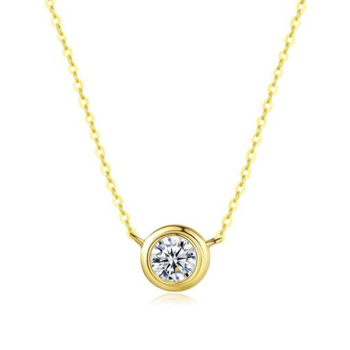 14k gold pendant chain necklace with single 1 carat cubic zirconia 5
