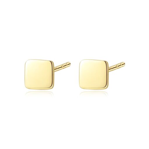 14k gold square shape tiny stud earrings 5