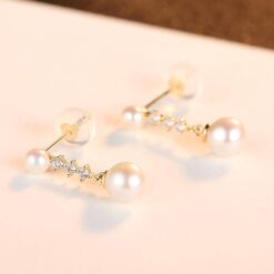 5 6mm Round Fresh Water Pearl 14K Gold Earrings for Elegant Women 11