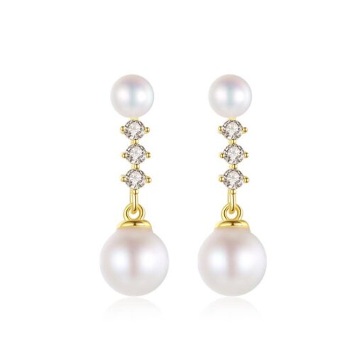 5 6mm Round Fresh Water Pearl 14K Gold Earrings for Elegant Women 6