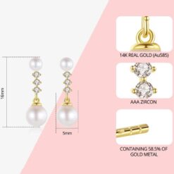 5 6mm Round Fresh Water Pearl 14K Gold Earrings for Elegant Women 7