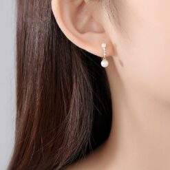 5 6mm Round Fresh Water Pearl 14K Gold Earrings for Elegant Women 8