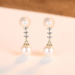 5 6mm Round Fresh Water Pearl 14K Gold Earrings for Elegant Women 9