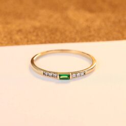 Charming 14 K Gold Green AAA Cubic Zircon Ring 4