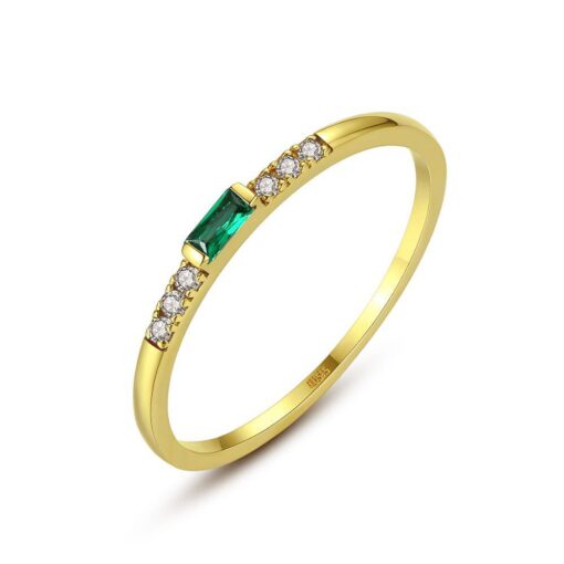 Charming 14 K Gold Green AAA Cubic Zircon Ring