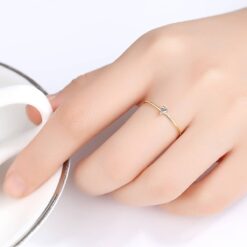 Classical Single White Stone 14K Gold Ring 1