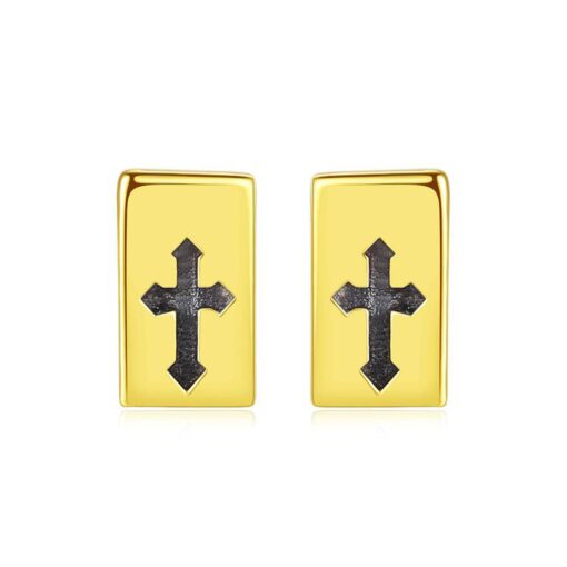 Cross 14K Solid Yellow Gold Stud Earrings Jewellery