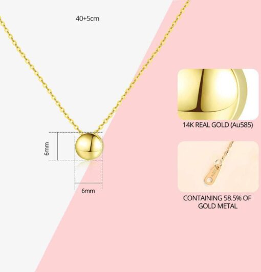 Cute Bead 14K Gold Jewelry Pendant Necklace Korean Style Jewelry 3