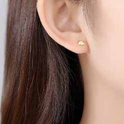 Cute Elephant 14K Solid Yellow Gold Filled Earrings 2